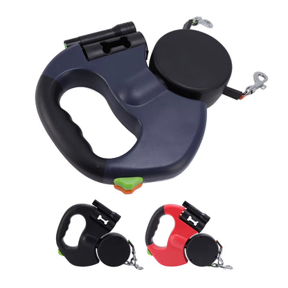 Automatic Retractable Dog Leash Built in LED Light Stretch Resistant Comfortable Grip Pet Traction Leash for Medium Small Dogs